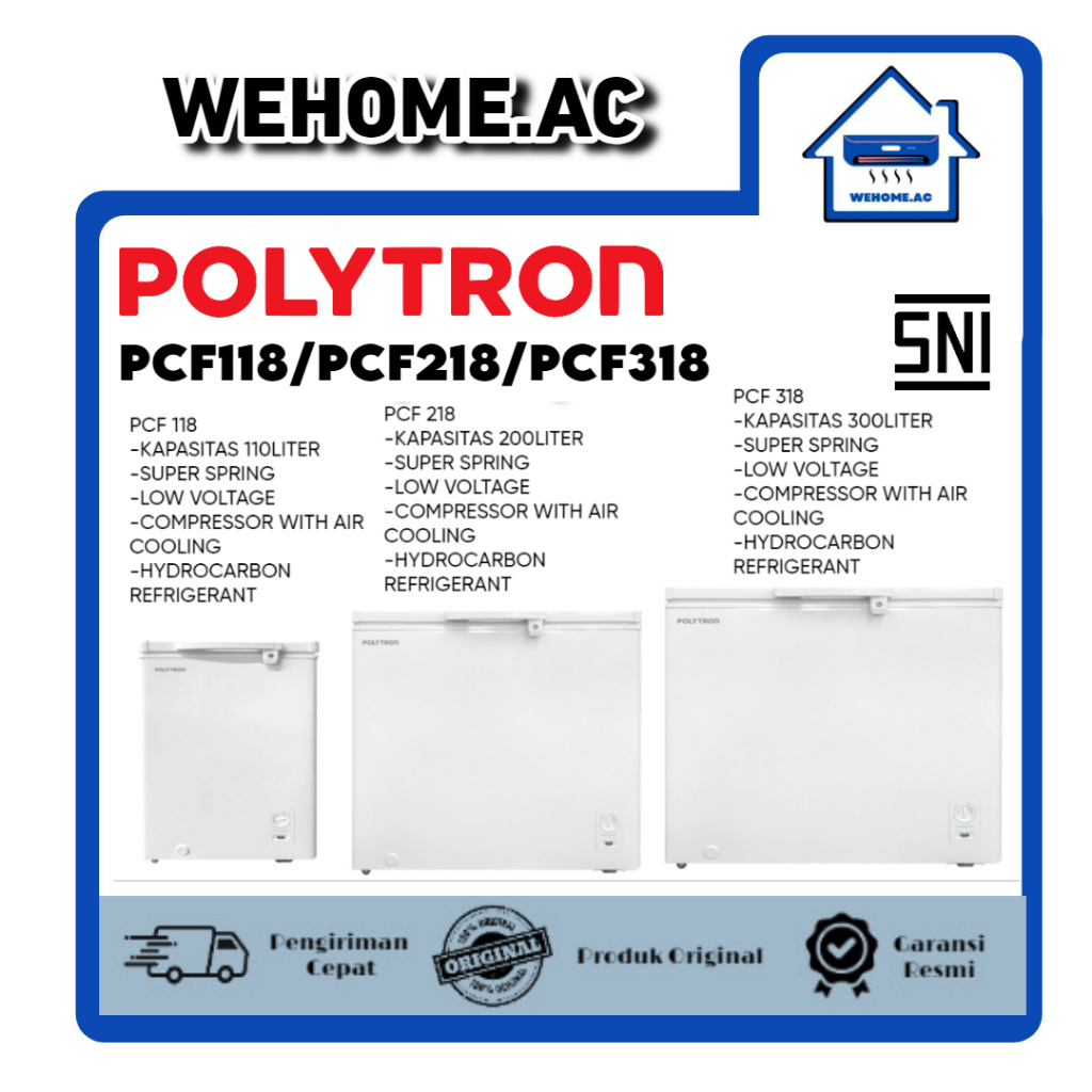 Chest Freezer Polytron PCF118 / PCF218 / PCF318 Freezer Box Polytron Lemari Pembeku Polytron