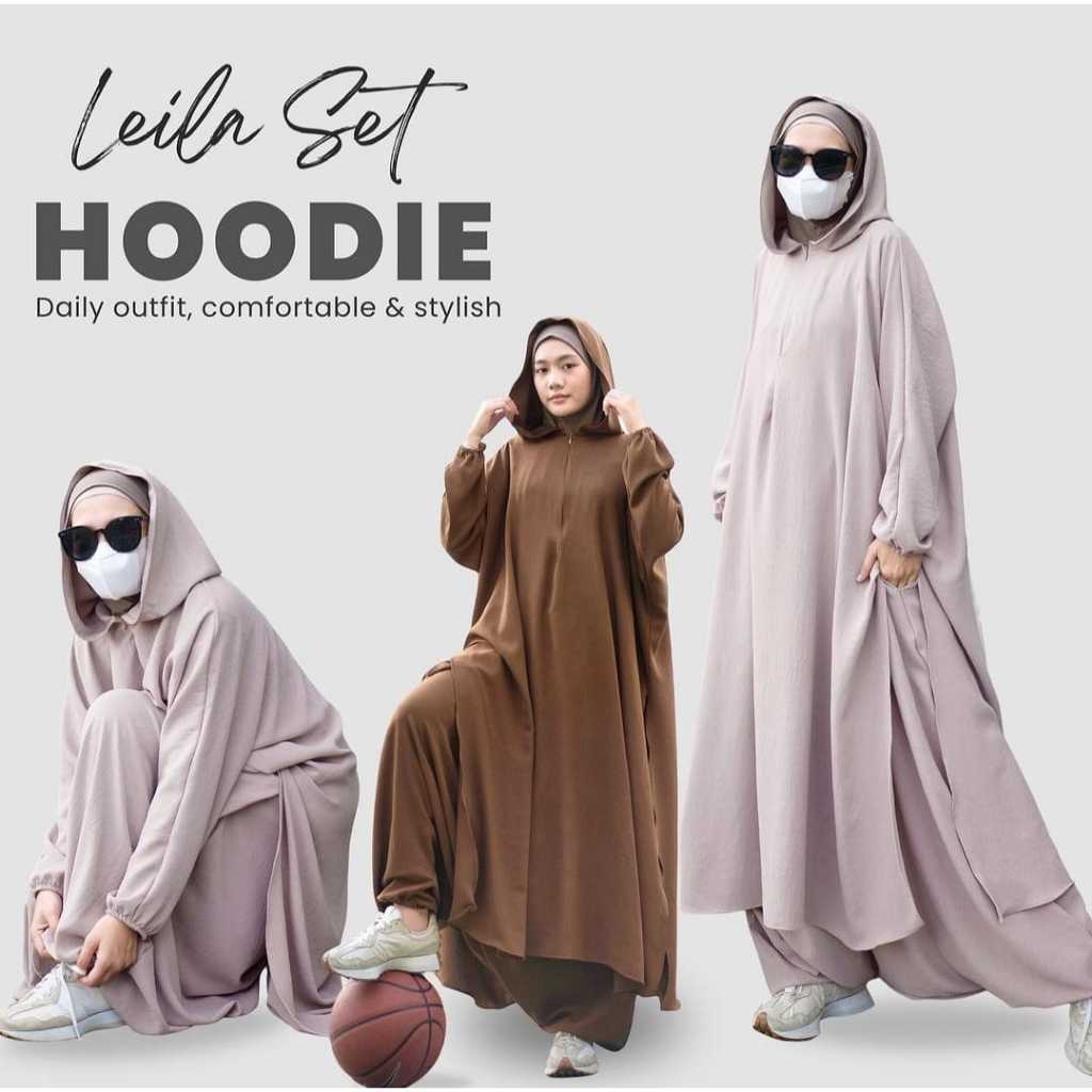 Leila Set Hoodie / Sirwal Tunik Gamis Sporty