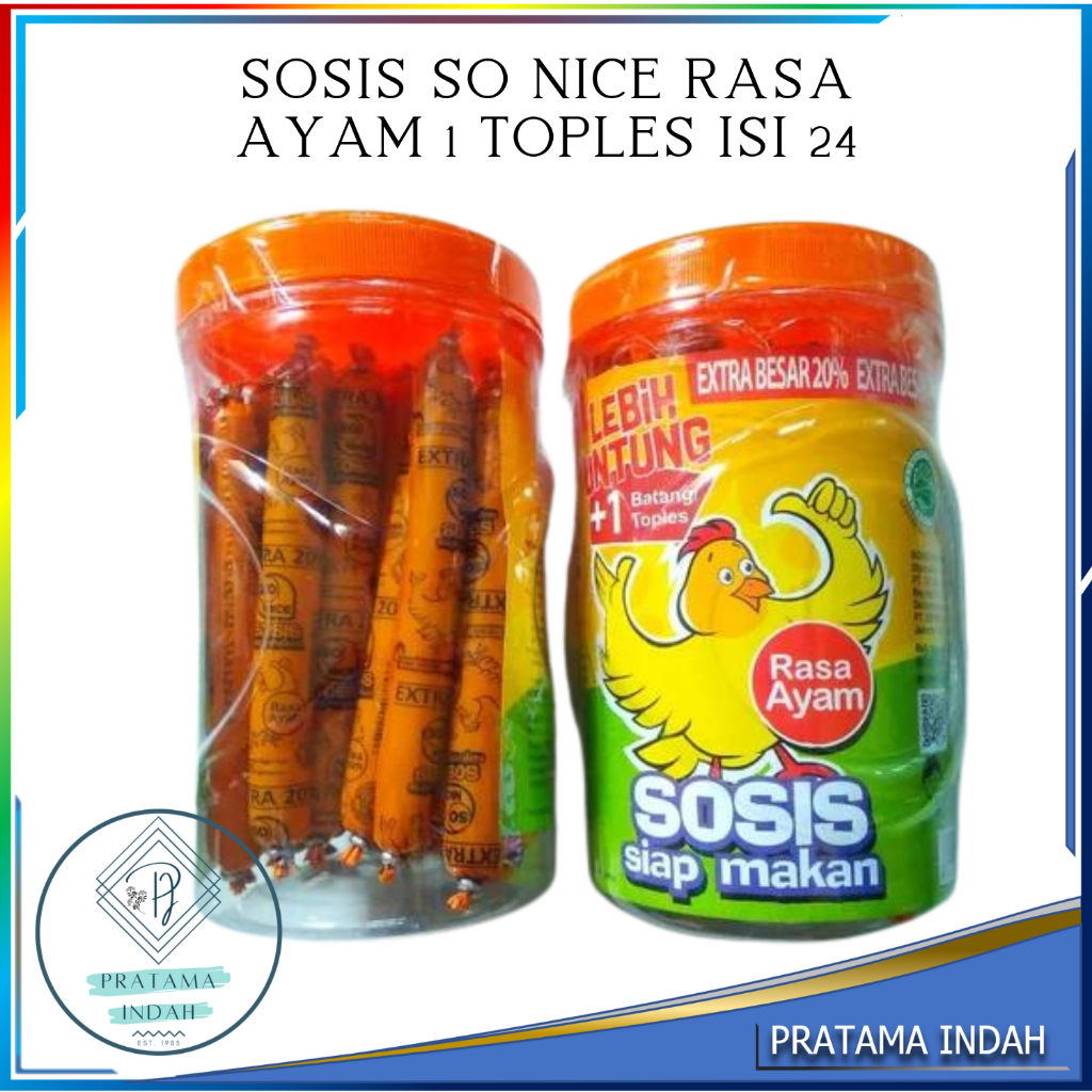 

SOSIS SO NICE RASA AYAM - SOSIS AYAM SIAP MAKAN HARGA TERMURAH - SOSIS INSTANT - SOSIS 1 TOPLES HARGA TERMURAH