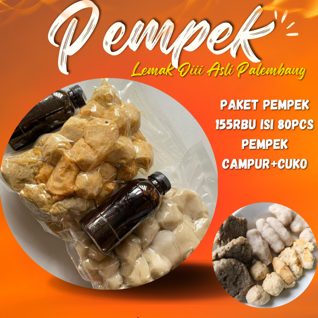 

80PCS CAMPUR PEMPEK IKAN PALEMBANG ASLI LEMAK Oii KEMASAN VACUM