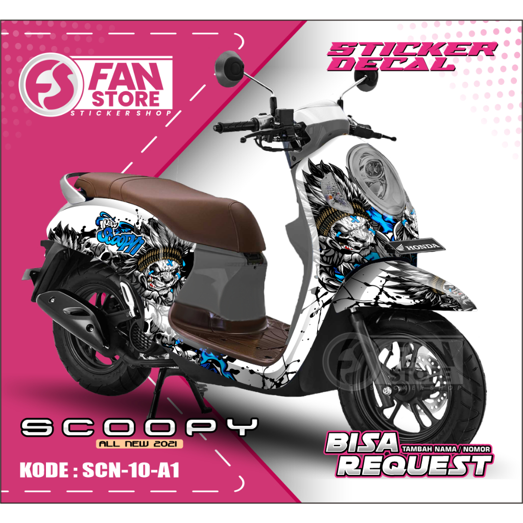 Sticker Decal Motor Honda Scoopy 2021 - Striping Fullbody Scoopy New Fi 2021 Stitch - KODE SCN