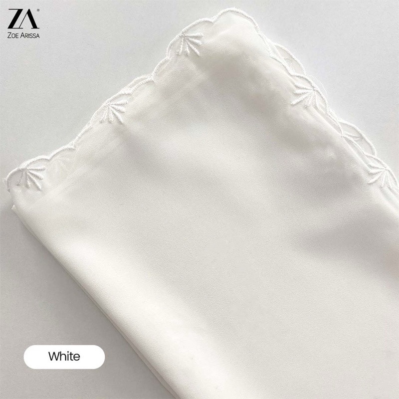ZOE ARISSA TUDUNG SHAWL SULAM RAYA 2024 CHIFFON 1.8 Meter Tudung Embroidered Flowy ASLINDA SHAHRINA 