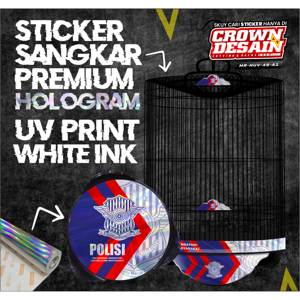 Stiker Decal Sangkar Murai UV Hologram ORIQ JAYA BNR - Decal Sangkar Tebok Murai NO 1 2 3 Motif Poli
