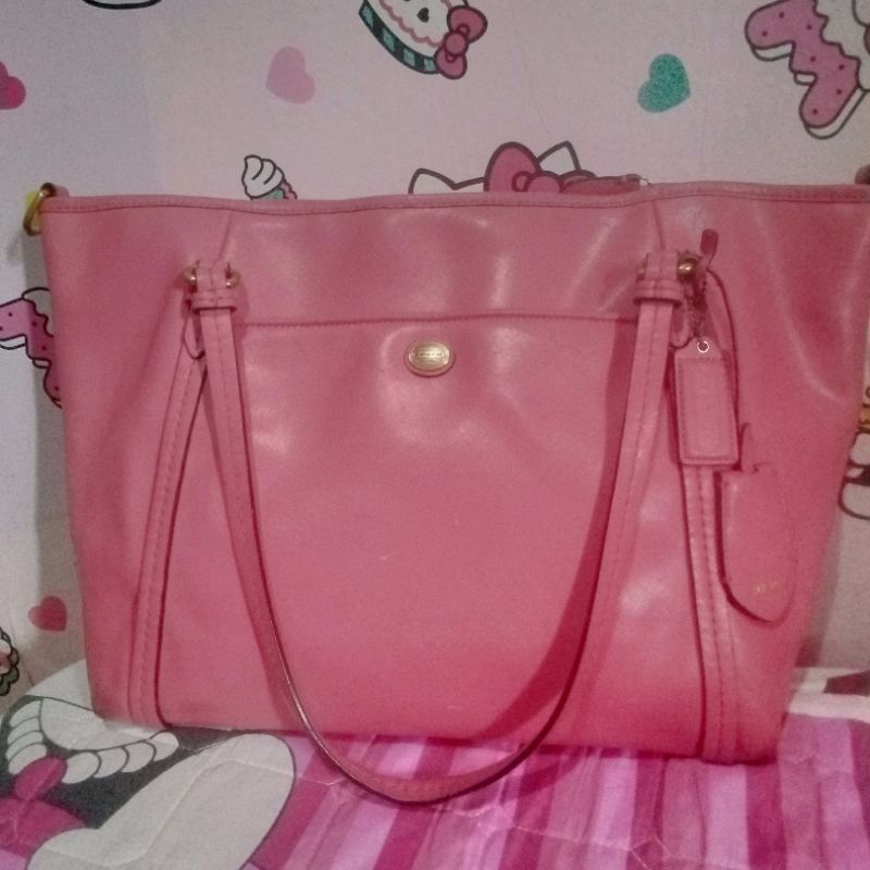 coach peyton leather tote fusia