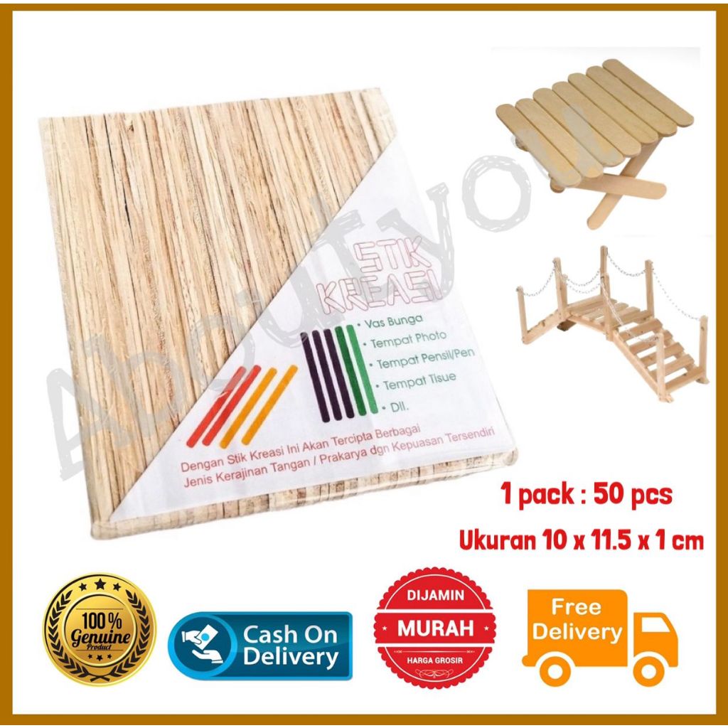 Pack Stik Es Krim Kayu Stick Ice Cream Stik Kreasi Eskrim Premium