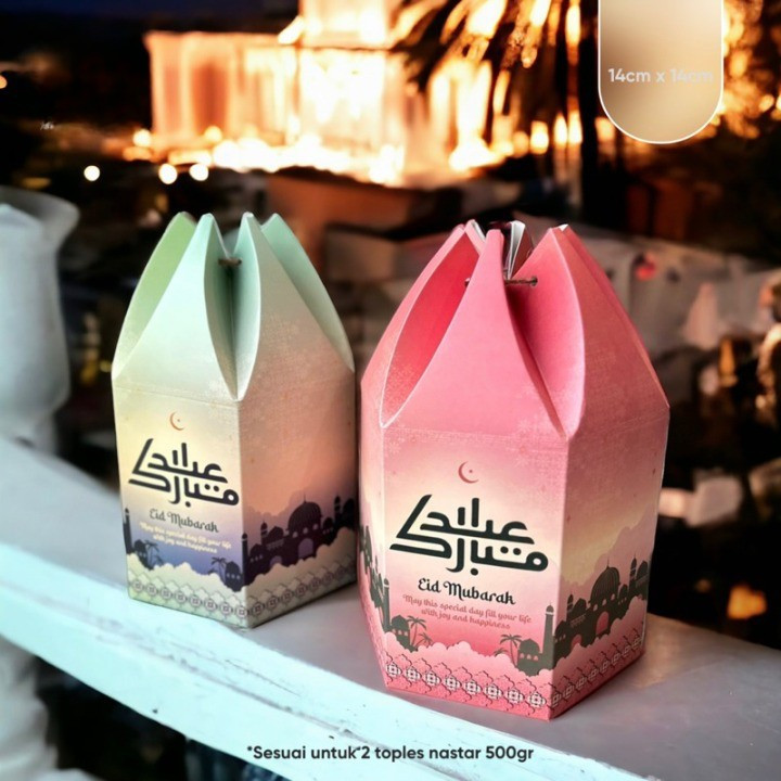 

(10 pcs) Box EID Mubarak 2 Toples Bulat Kue Kering 500 gr Kardus Toples Kue Kering Ukuran 14x14x14cm