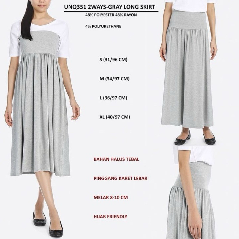 2Ways Long Skirt (Rok / Dress Panjang) | Hijab Friendly branded UNIQLO Original