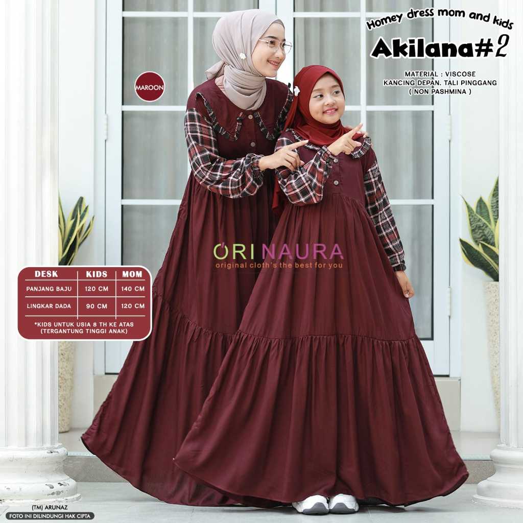 SARIMBIT Akilana dress Gamis Couple Ibu dan anak bahan rayon premium by naura