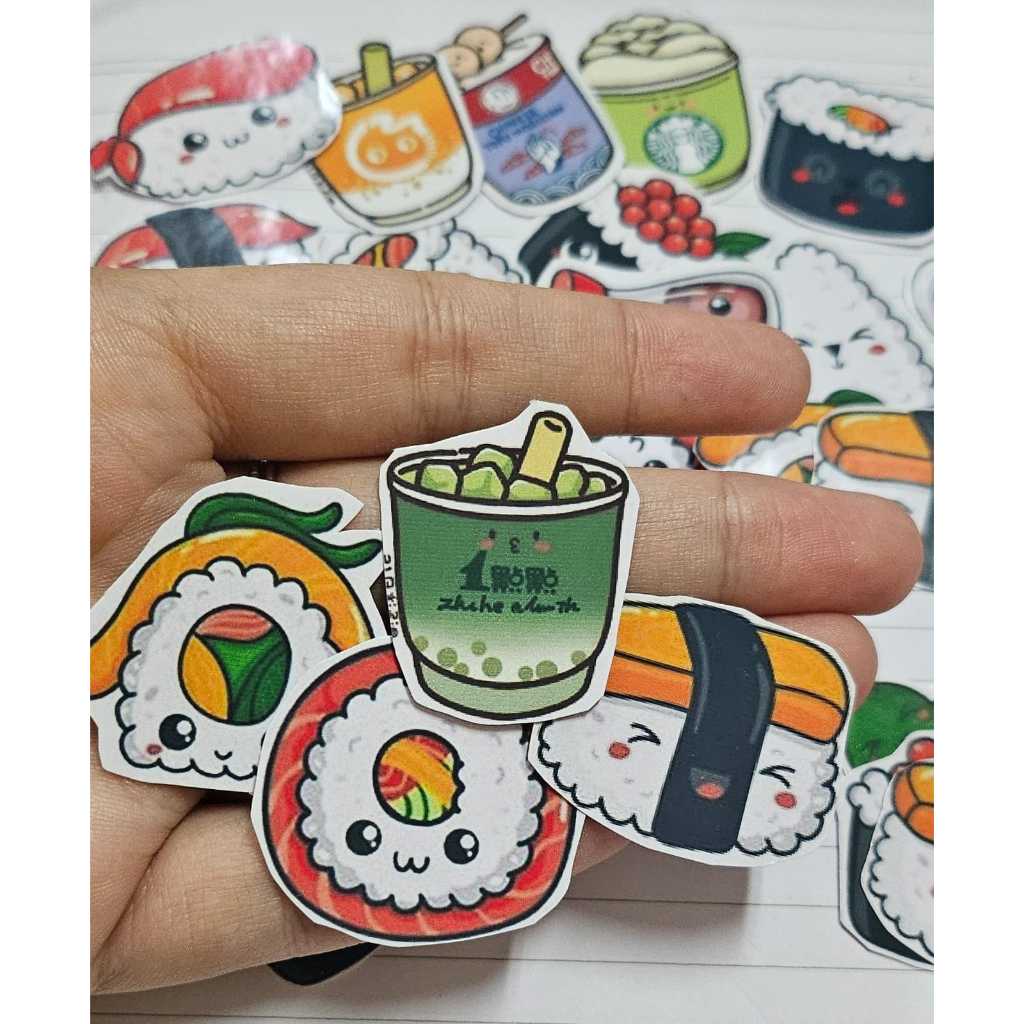 

STIKER POP ART ONIGIRI BOBA UKURAN 3 x 3 cm STIKER TUMBLER BUKU DIARY ISI 43 PCS