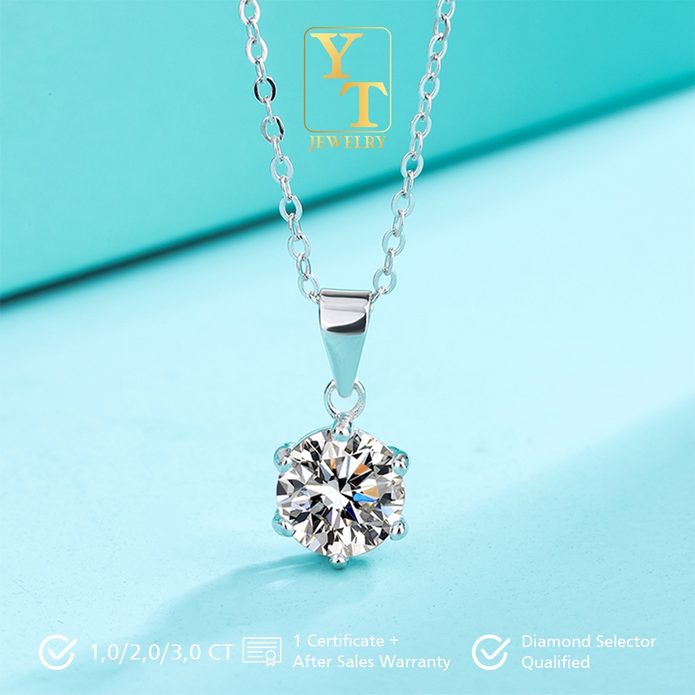 YT JEWELRY - Kalung Berlian Moissanite - Simply Elegant Moissanite Necklace - Bersertifikat GRA