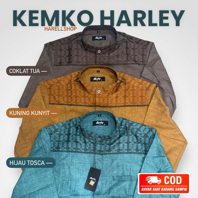 READY BANYAK WARNA - Kemeja Koko Kemko HARLEY MAN ORI Warna Biru tosca Kuning Kunyit Sage Pucat Cokl