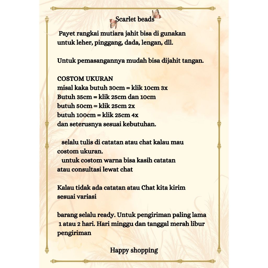 Doradoray_ Payet Rangkai Mutiara A17 Premium/Renda Mutiara/Pinggang/Leher/Pasmina/Pergelangan/Custom