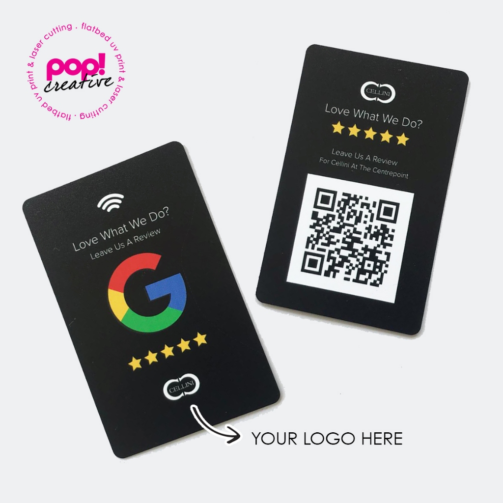 

Kartu Review NFC Google Business QR Code Toko Restaurant Tap Scan Custom Logo