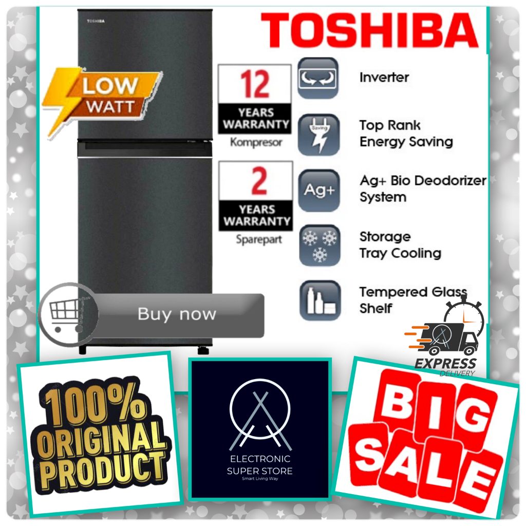 KULKAS 2 PINTU TOSHIBA GR-B28IS B28IS INVERTER SERIES LOW WATT LEMARI ES 2 PINTU TOSHIBA