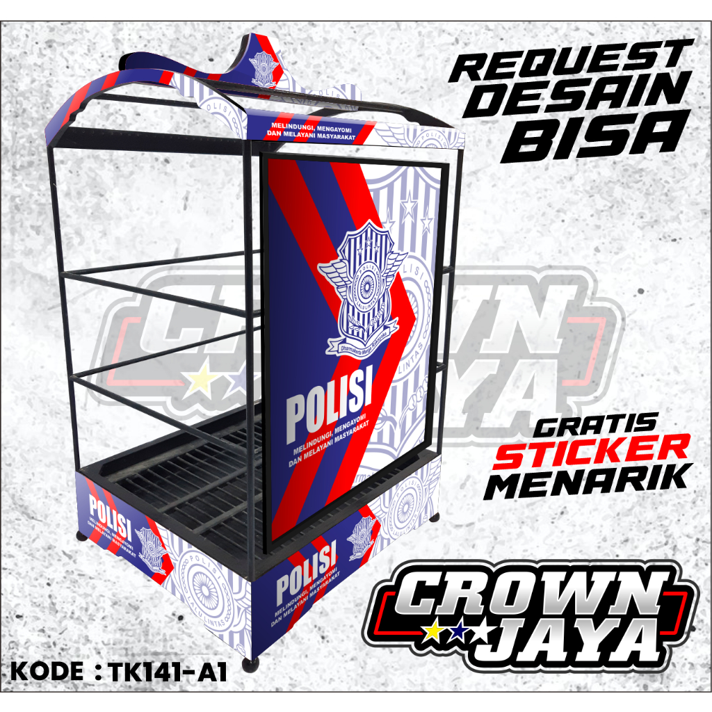 Sticker Decal Sangkar Kotak Motif POLISI SATLANTAS Replika Ebod Jaya Oriq Radja Nomer 1 2 3 - TK