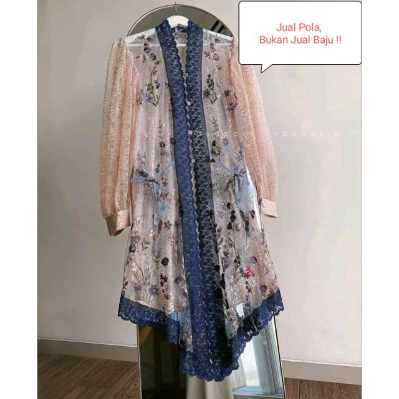 Pola outer brokat 014 / Pola kebaya kartini modern / Pola Baju Sewing Pattern