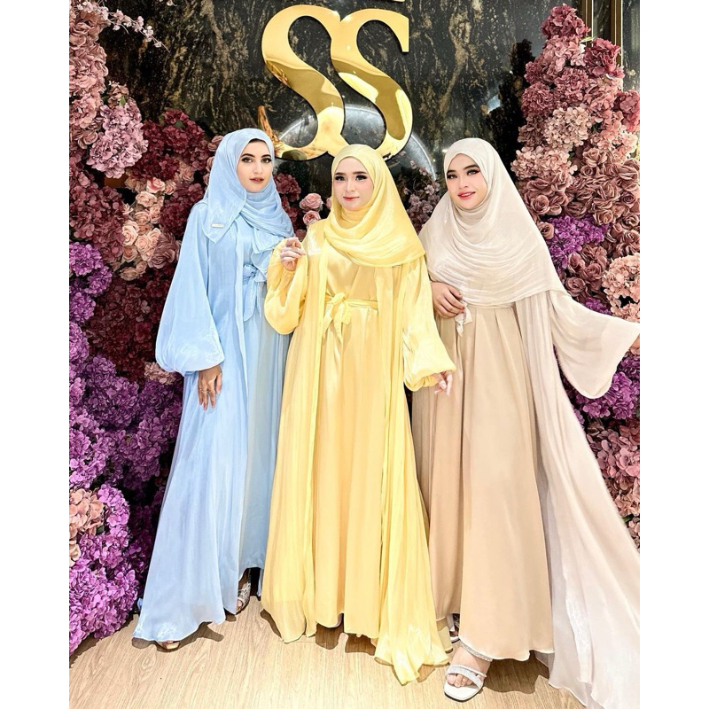ORI 100% ABAYA MAROCCO SET HIJAB SHELLA SAUKIA || GAMIS SS ORIGINAL SUTRA SILK SET