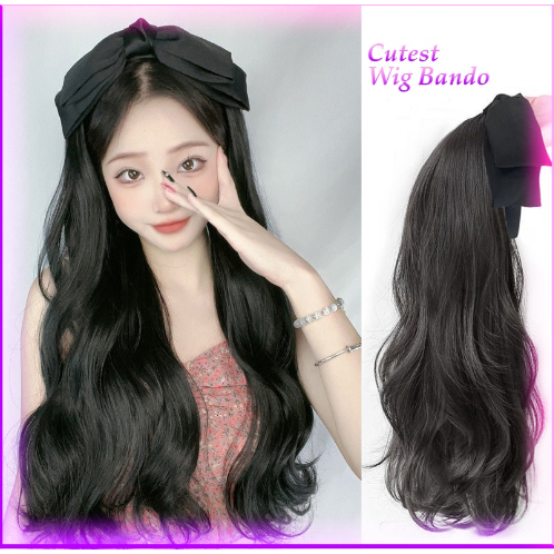 Wig Bando Cantik Wanita Simple Elegan Korean Version Wig Bando Panjang Wanita Korea Rambut Palsu