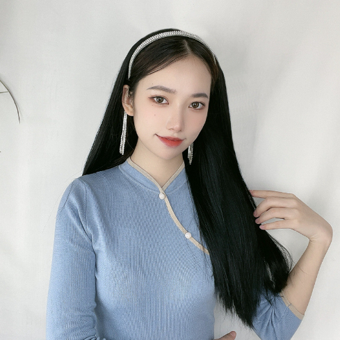 Wig Bando Cantik Wanita Simple Elegan Korean Version Wig Bando Panjang Wanita Hairclip Korea Rambut