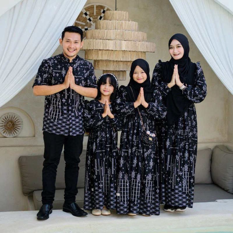 ALFHADAjaya BATIK - Couple Keluarga Silky Maxmara Terbaru Baju Muslim Pasangan Ayah Ibu Dan Anak Set