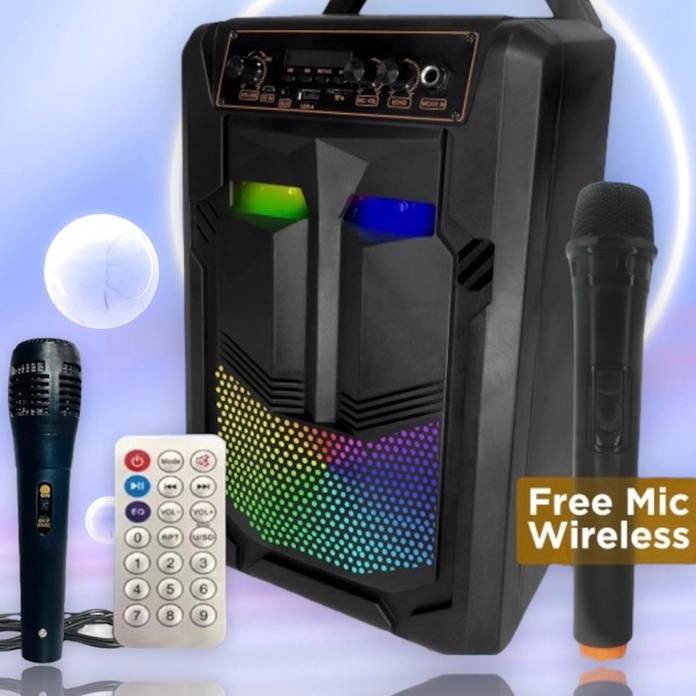 Hematku Speaker Bluetooth Karaoke Kimiso Qs889 free 1mic wireles plus 1mic kabel 88inch With Mic Kar