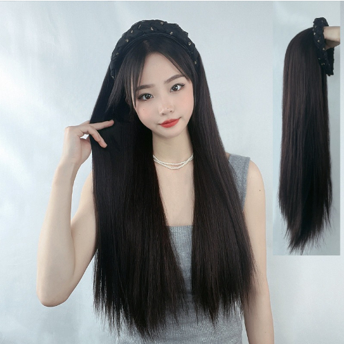 Wig Bando Cantik Wanita Simple Elegan Korean Version Wig Bando Panjang Wanita Hairclip Korea Rambut 