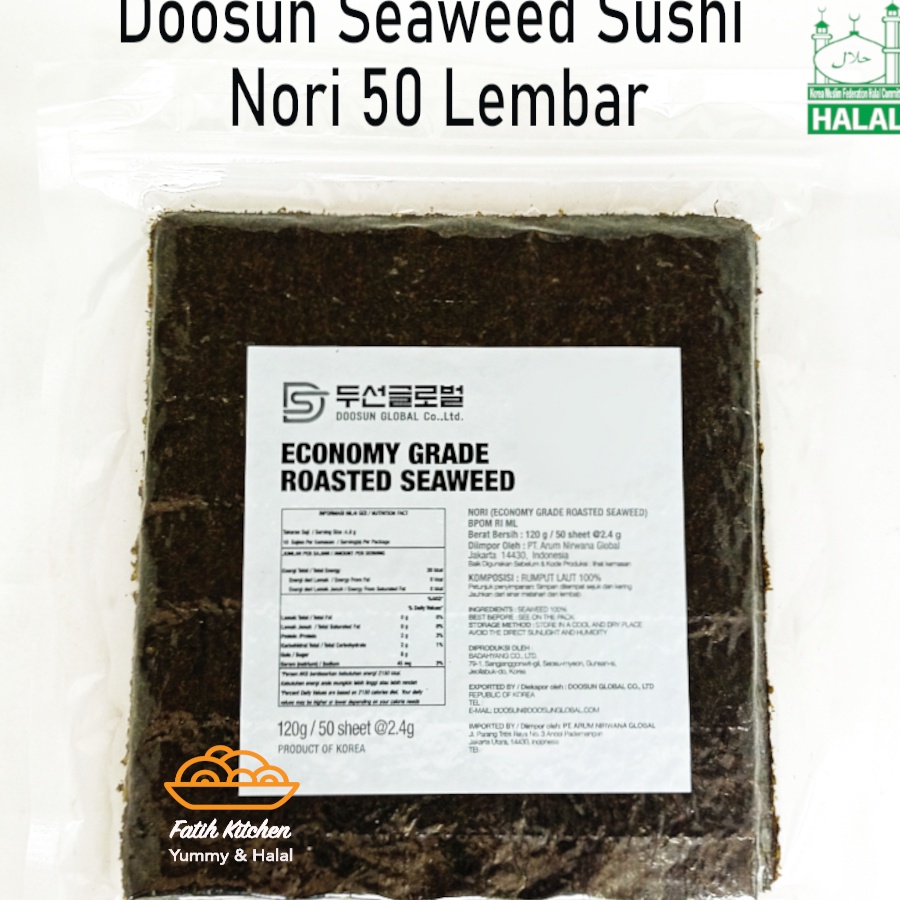 

KP8 Doosun Seaweed Sushi Nori 5 Lembar Halal