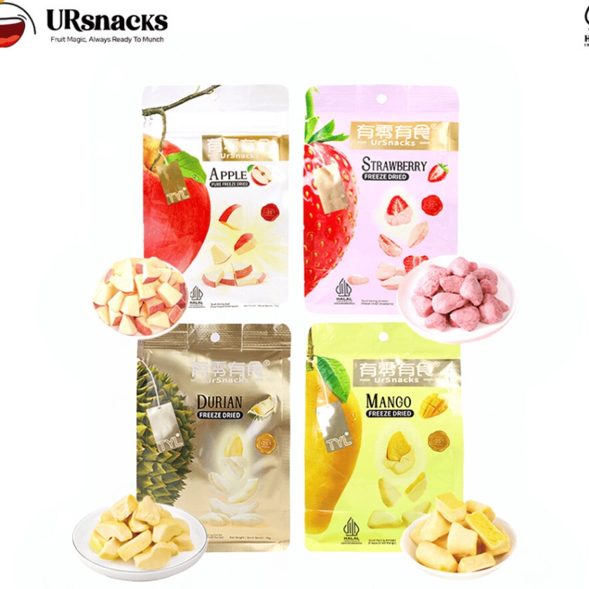 

KF7 URSNACKS Bundle Of 4 Freeze Dried Keripik Sehat Durian Mango Strawberry Apple