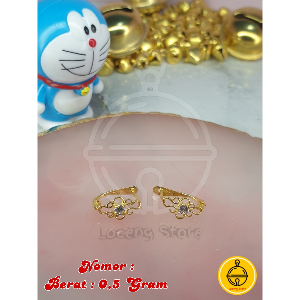 Anting dewasa jepit 0.5 (setengah) gram emas muda