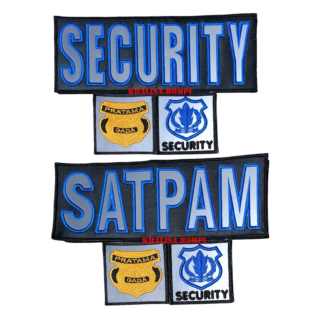 Logo Security Satpam 1 Set Lengkap Bordir Komputer Timbul Perekat Untuk Rompi Terbaru