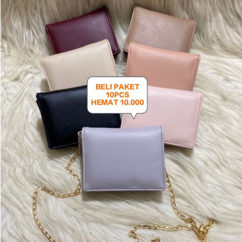 PAKET HEMAT  10 PCS DOMPET TIKA/ DOMPET AYLA DOMPET SELEMPANG TALI RANTAI