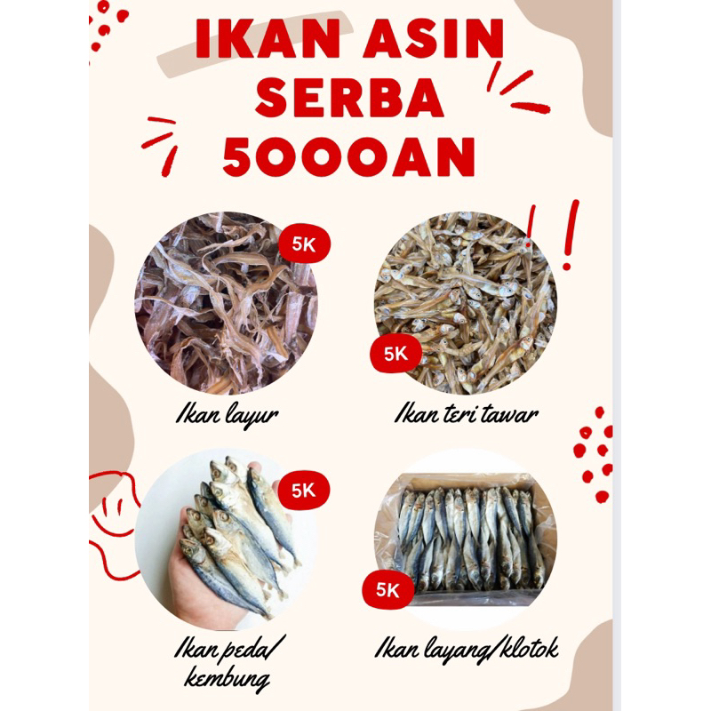 

SERBA 5.000 Serbuu aneka ikan Asin Termurah✔️