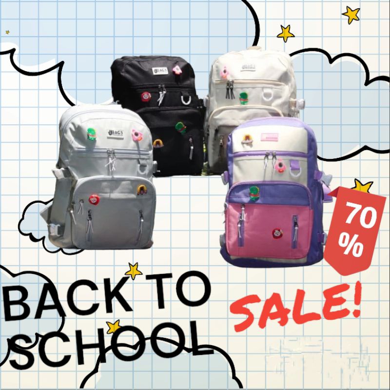 

WM 93 - NEW PREMIUM Backpack Tas Sekolah SD SMP SMA SMK Gendong Slot Laptop Kekinian Korean Style