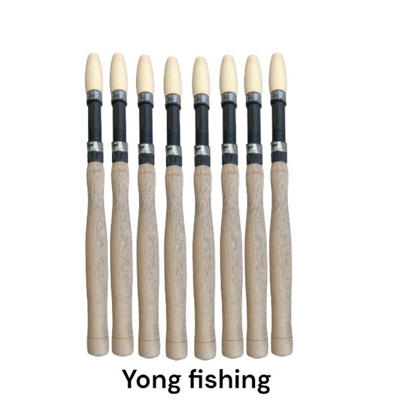 gagang pancing, joran kayu polos natural+reelseat 16mm