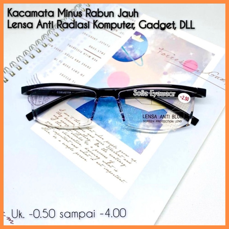 KACAMATA MINUS ANTIRADIASI Lensa BLUERAY Kacamata Rabun Jauh Pria Wanita CORVETTE SERIES