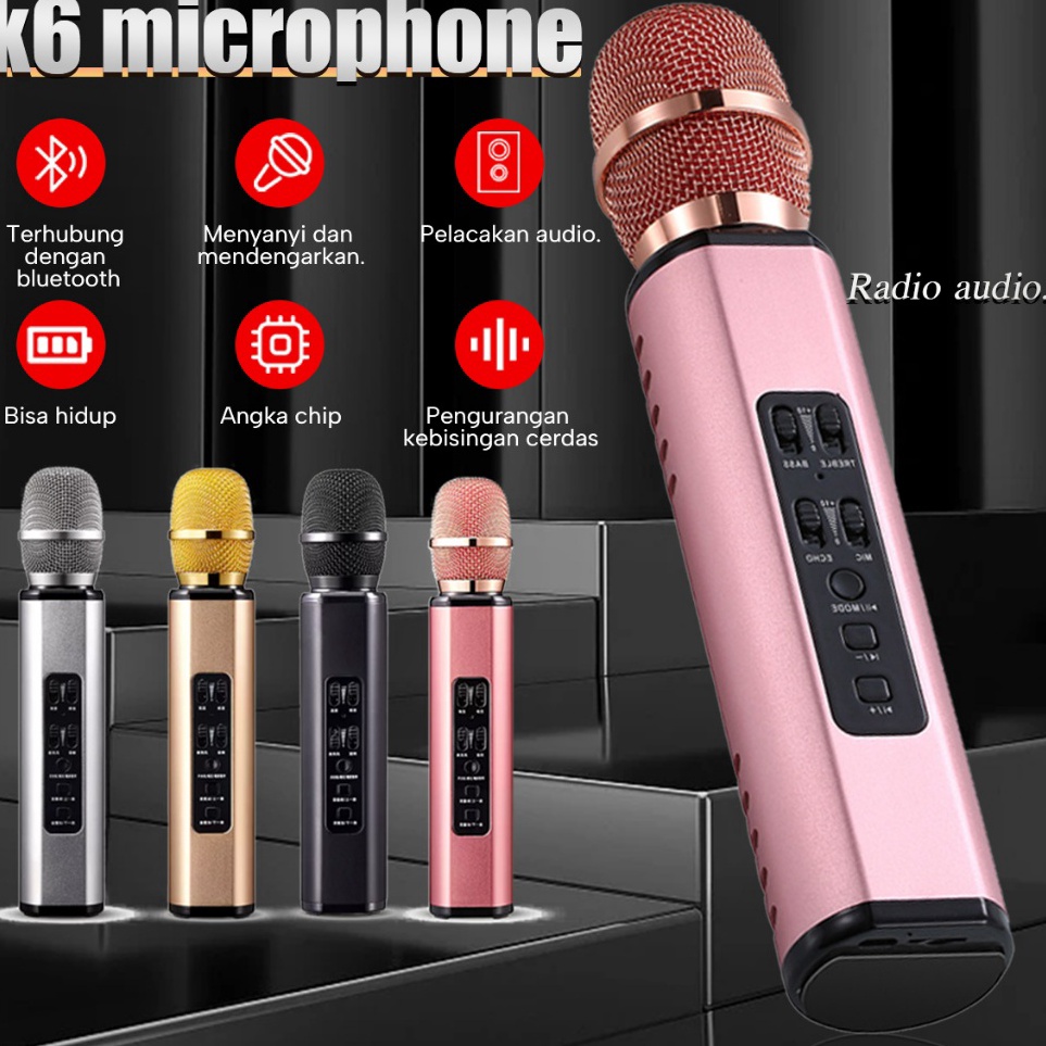 N mic bluetooth karaoke K6 Mikrofon nirkabel pemutar karaoke speaker mikrofon KTV stereo Stok Banyak