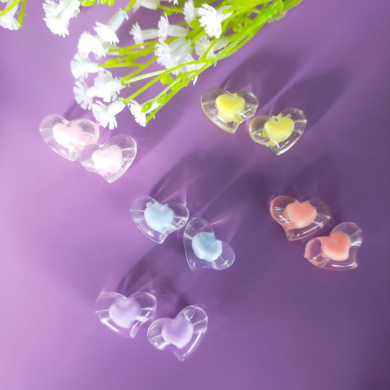 Manik Love Akrilik Transparan Manik DIY Aksesoris Manik Love Bening Manik Love isi Manik Bahan Gelan