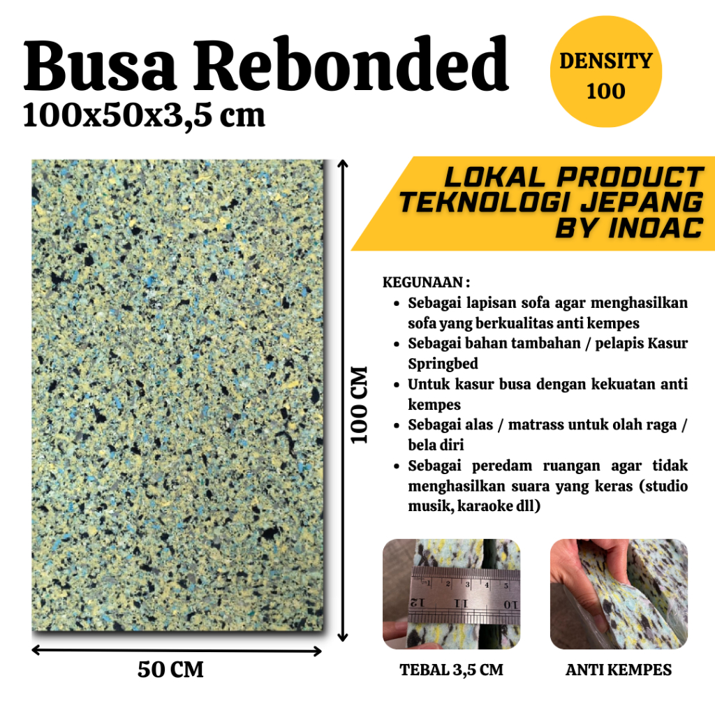 Busa Rebounded Rebonit Density 100 - Busa Rebonit Padat 100x50x3,5 CM