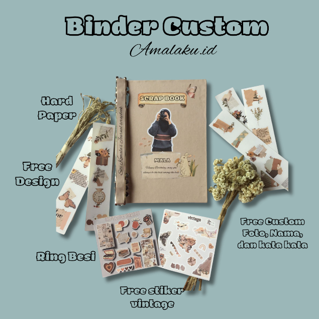 

Binder custom nama / binder custom foto / scrap book / journal vintage 1 hari jadi amalaku_id