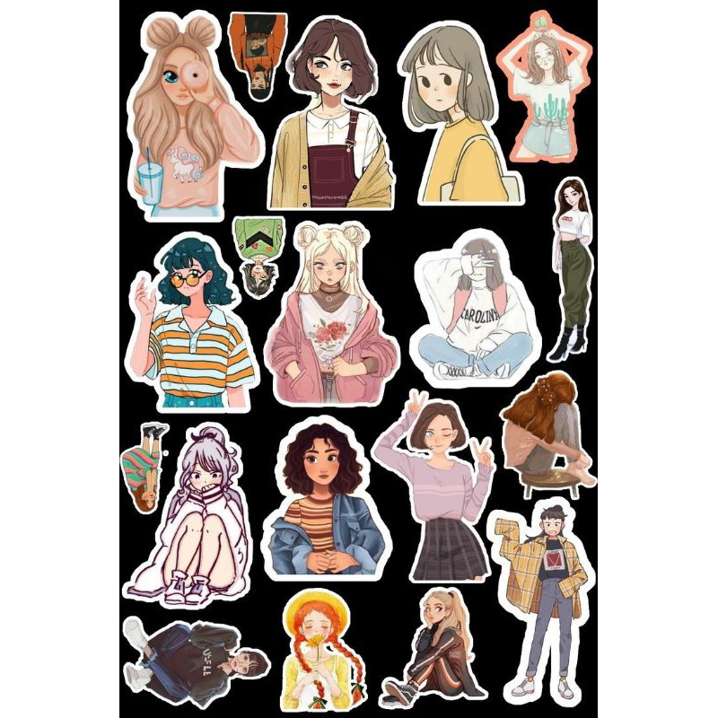 

1pcs Stiker Journal Fashion Hijab Girl Aesthetic Stiker Uncut