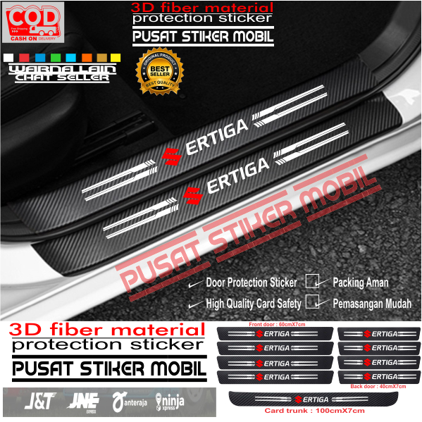 Sticker Carbon Sill Plate Mobil Ertiga 3D Door Sill Plate Guard Suzuki Stiker Karbon Pelindung Pijak