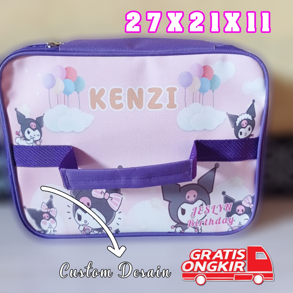 

Tas Lunch Box Anak / Tas Lunch Box Custom Nama / Tas Lunch Box Custom / Tas Ultah Anak / Tas Ultah Goodie Bag / Tas Ultah Custom / Bahan Tas Polyster Desain Mitasi Lebih Cerah