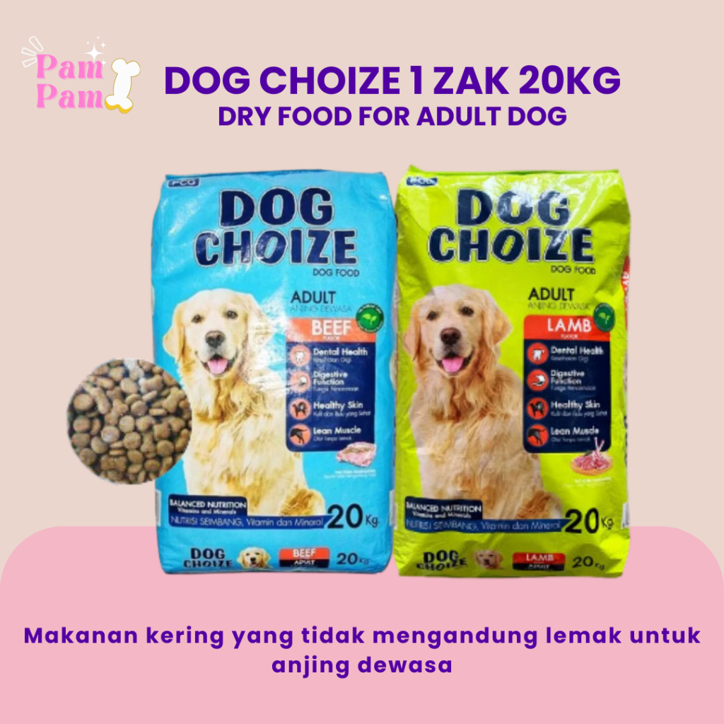 Dog Choize 20kg Makanan Kering Anjing 1 Zak 20 kg Dog Choize Food Beef Lamb  Doig Choice 20kg
