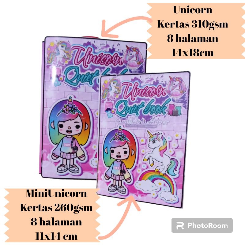 UNICORN MINI BUKU TOCA BOCA MURAH QUIET BOOK PAPER BOOK HOUSE DOLL MAINAN MERANGKAI ANAK TK SD - DIY