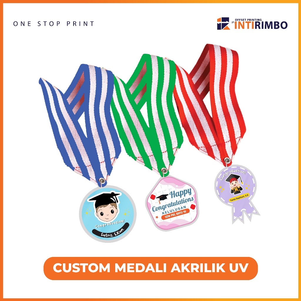 

Custom Medali Polyester Graduation Akrilik Print UV - Kalung Penghargaan