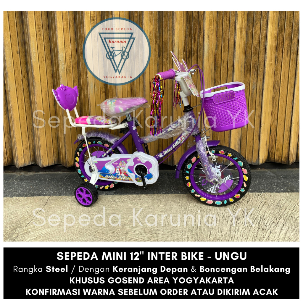 Sepeda Anak Perempuan Mini 12 inch Inter Bike/InterBike [Khusus INSTANT - Jogja]