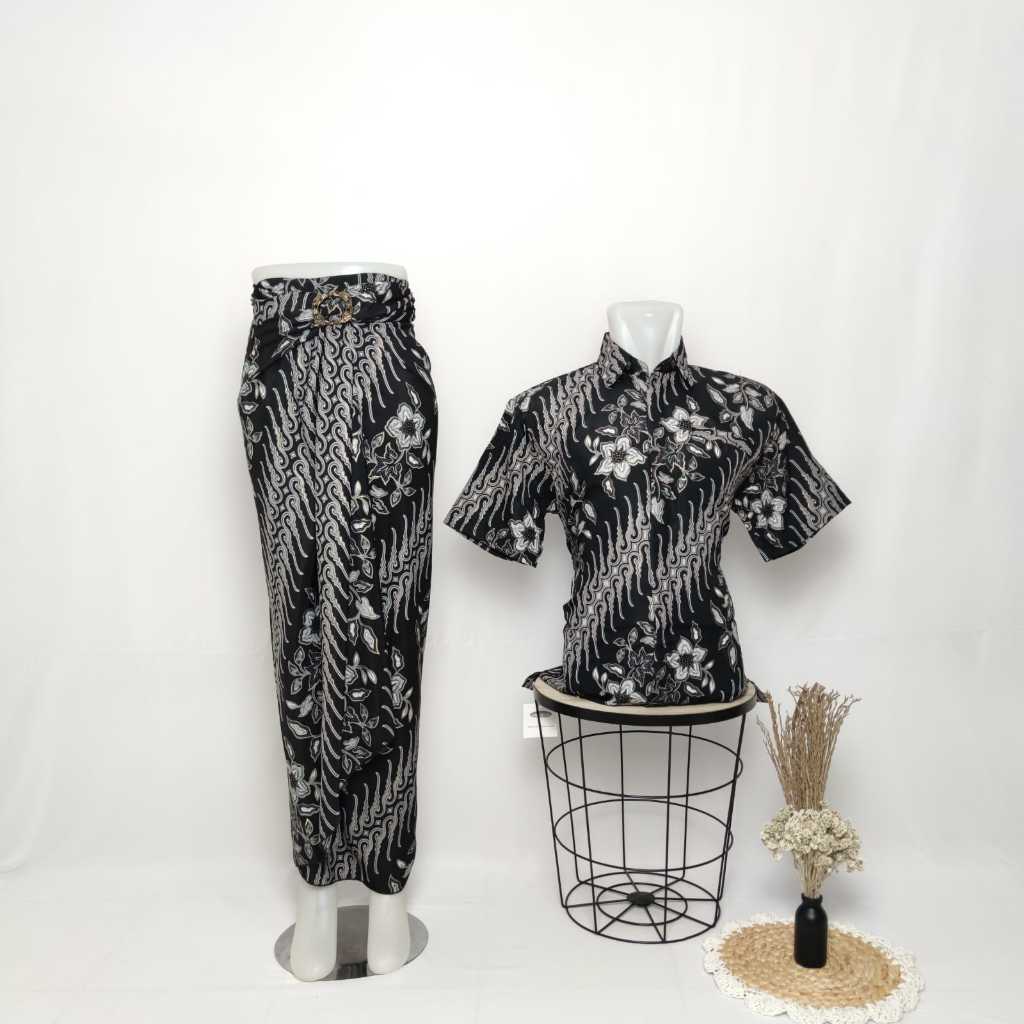 Rok Lilit Batik Couple Baju Batik Pasangan Couple Kain Lilit Batik Set Batik Couple Batik Lengan pen