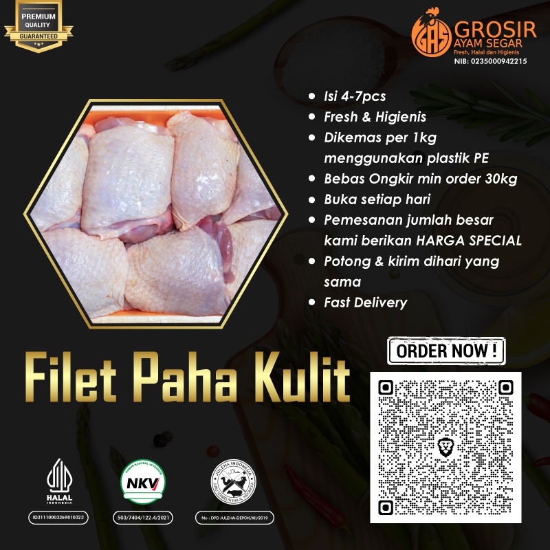 

Daging Ayam Paha Fillet Boneless Dengan Kulit 1Kg