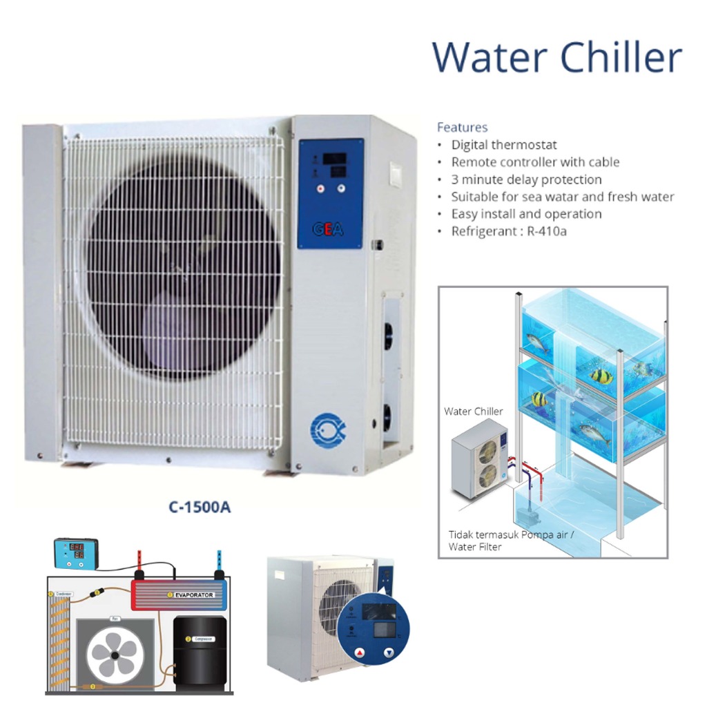 GEA C-1500A WATER CHILLER FOR SEAFOOD AQUARIUM / MESIN PENDINGIN AIR AQUARIUM