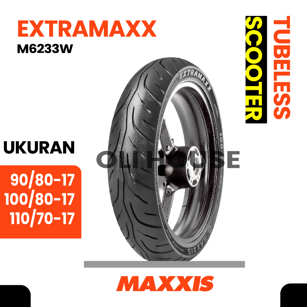 Ban Luar Motor Maxxis Extramaxx M6233W Ukuran 90/80 100/80 110/70 Ring 17 Tubeless